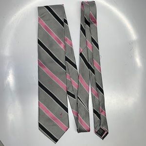 Knots for Hope Breast Cancer Awareness Gray & Pink Striped Silk Men’s Neck Tie